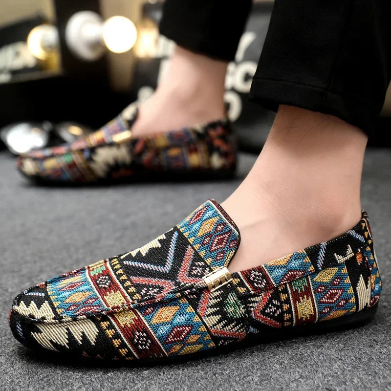 Mocassins homme motifs tissés