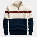 Pull homme demi-zip rayé