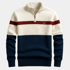 Pull homme demi-zip rayé