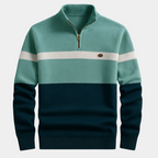 Pull homme demi-zip rayé