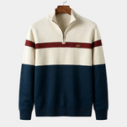 Pull homme demi-zip rayé