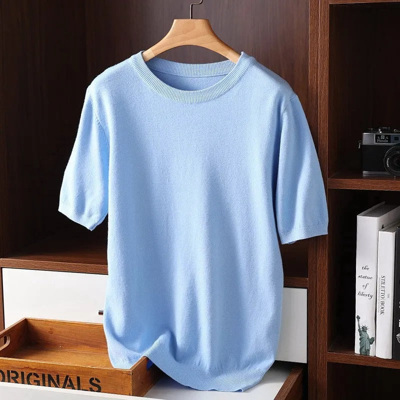 Pull homme col rond manches courtes