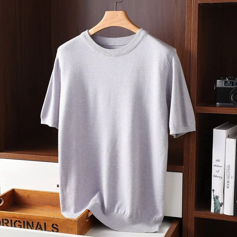 Pull homme col rond manches courtes