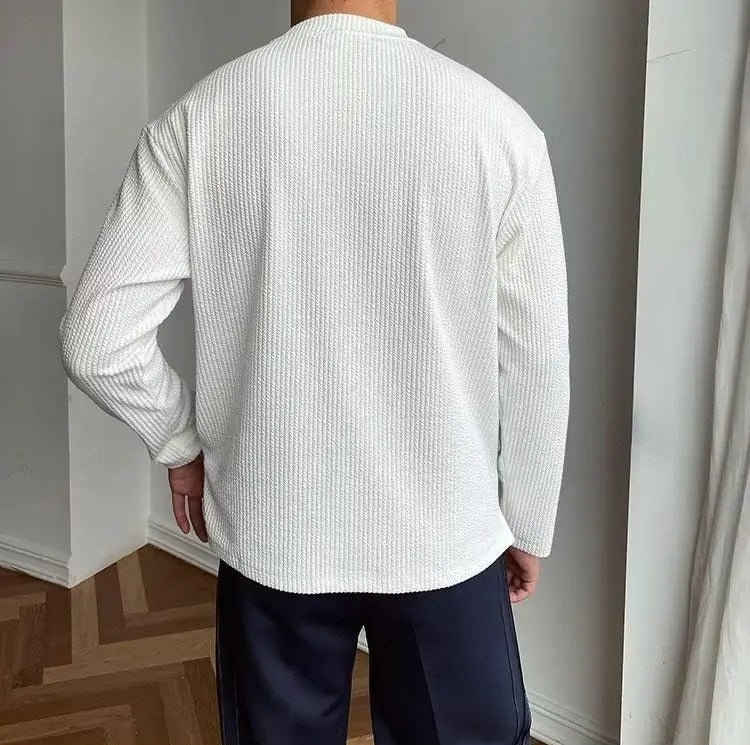 Pull homme col rond texturé