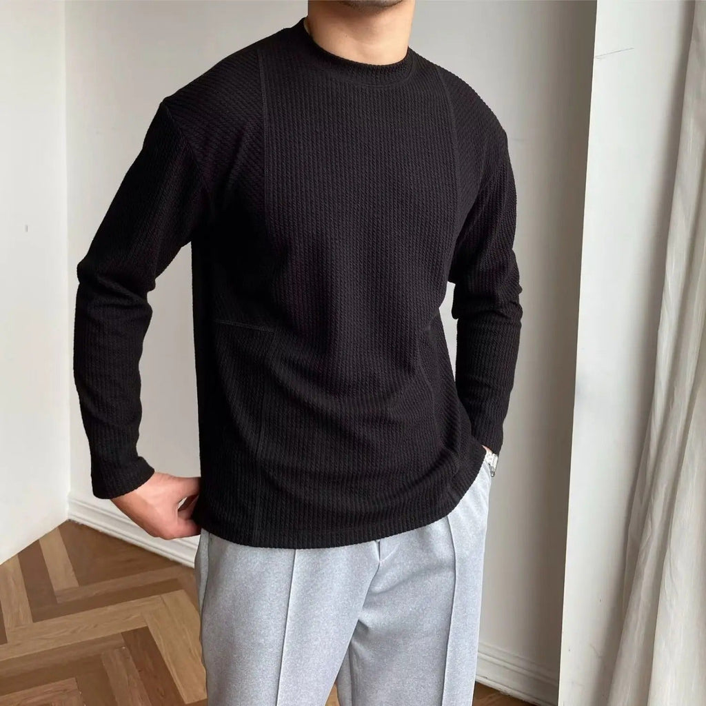 Pull homme col rond texturé