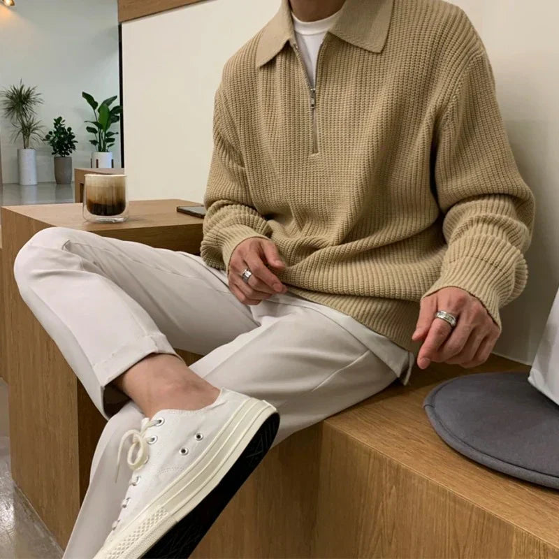 Pull homme col zippé