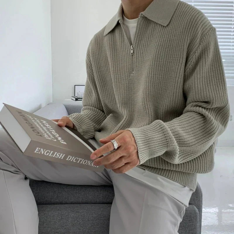 Pull homme col zippé