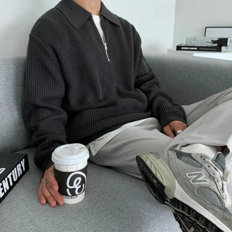 Pull homme col zippé