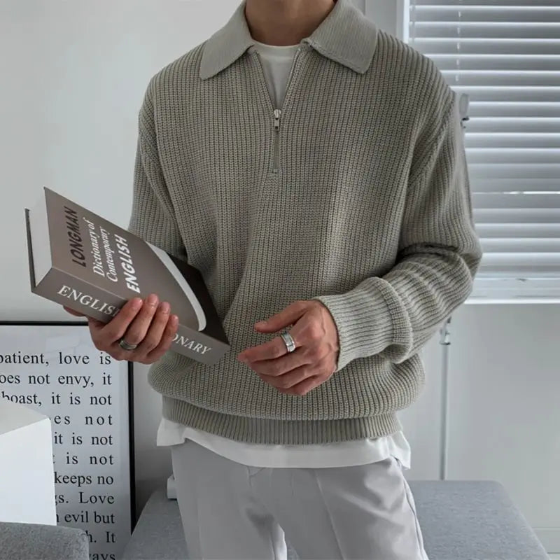 Pull homme col zippé