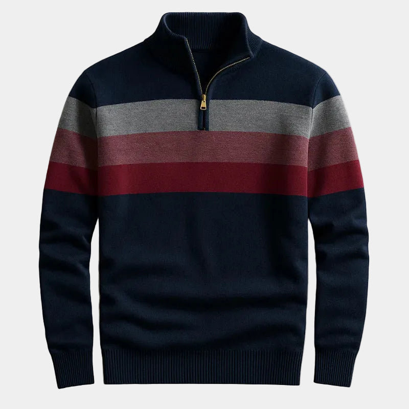 Pull homme demi-zip à rayures