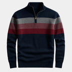 Pull homme demi-zip à rayures