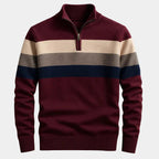 Pull homme demi-zip à rayures