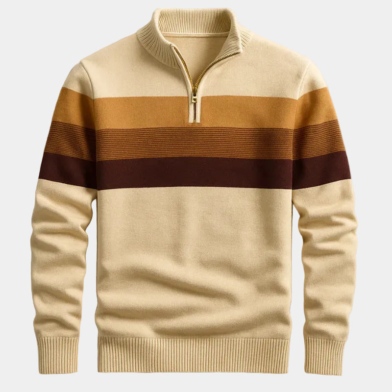 Pull homme demi-zip à rayures