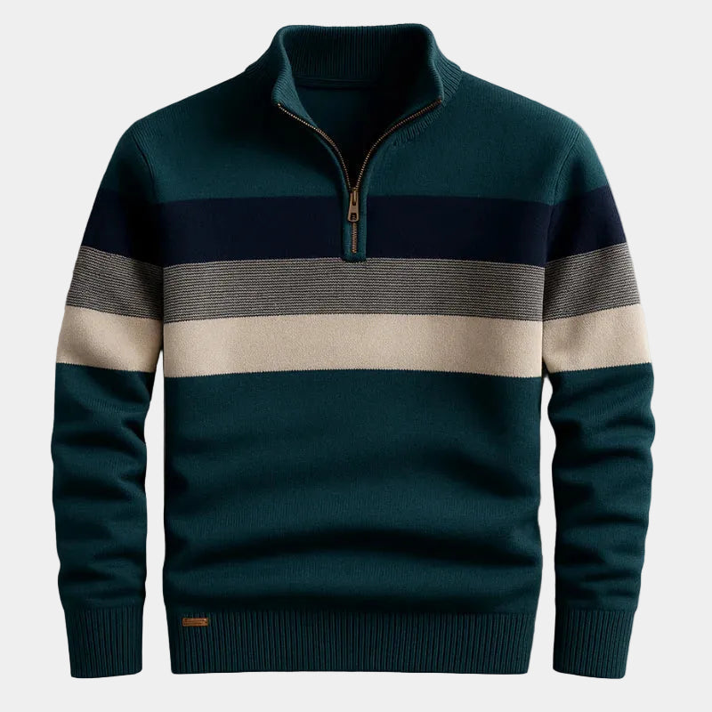 Pull homme demi-zip à rayures