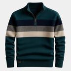 Pull homme demi-zip à rayures