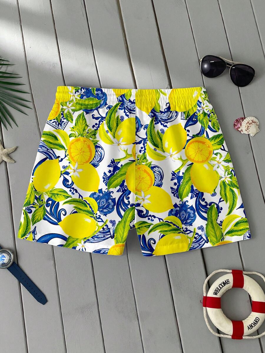 Short homme imprimé citron