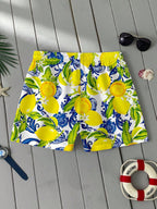 Short homme imprimé citron