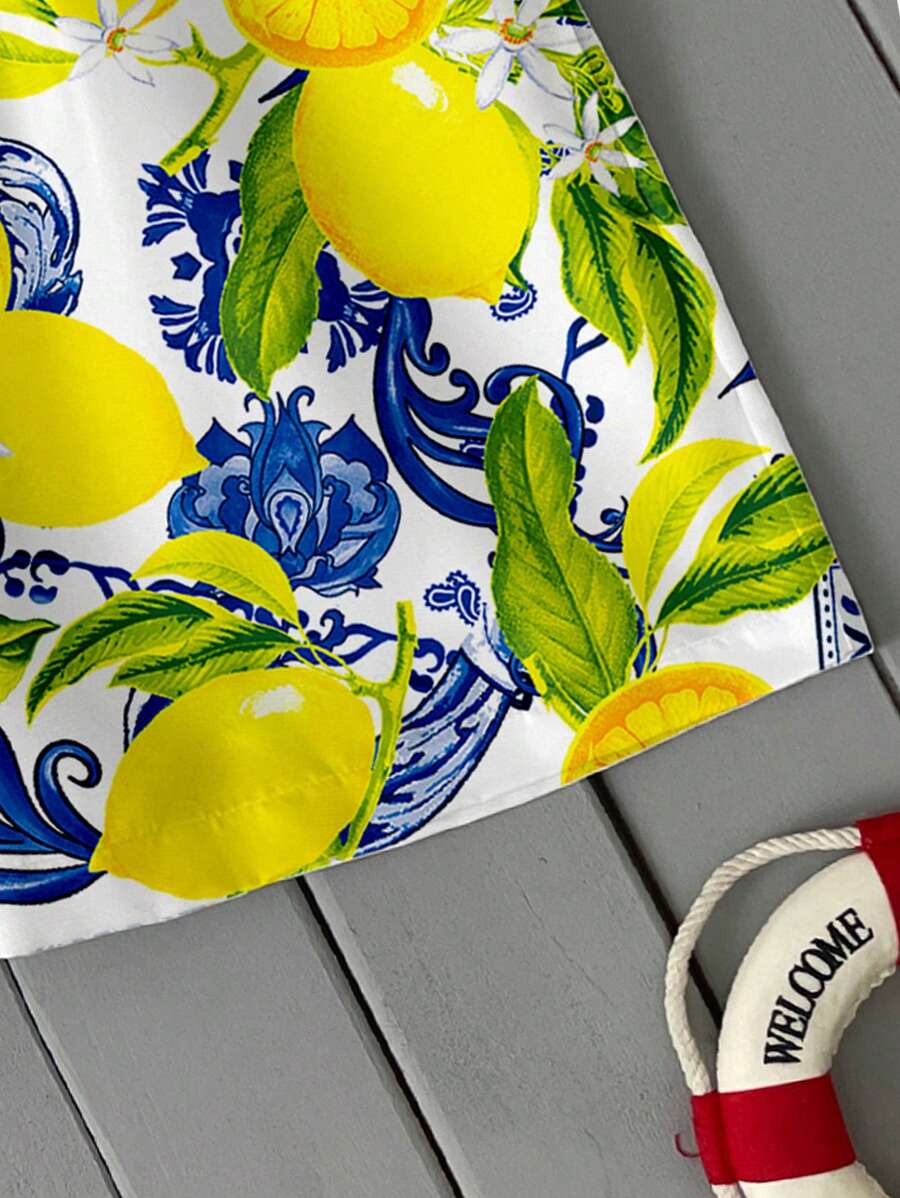 Short homme imprimé citron