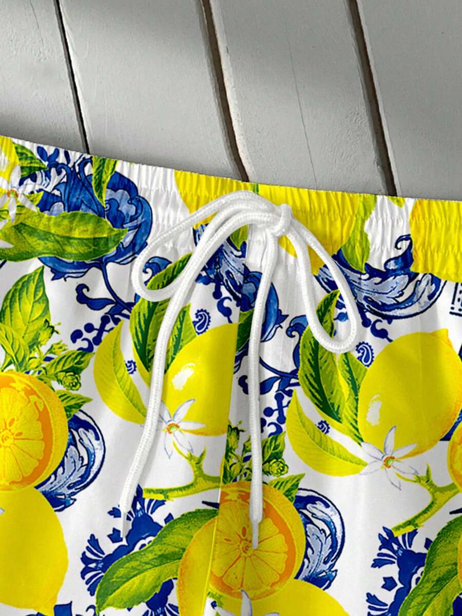 Short homme imprimé citron